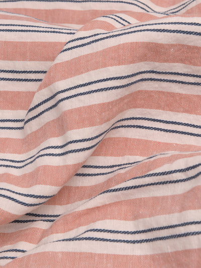 Warm Clay Somerley Stripe Linen Blend Flat Sheet