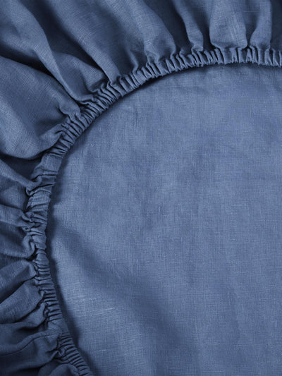 Blueberry Linen Blend Fitted Sheet - alternate image