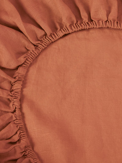 Burnt Orange Linen Blend Fitted Sheet