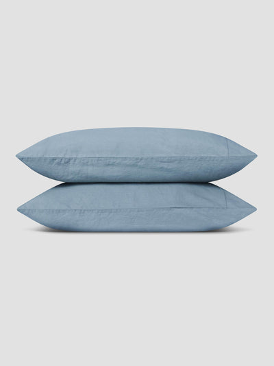 Dusk Blue Linen Blend Pillowcases (Pair)