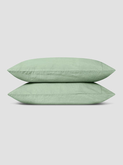 Sage Green Linen Blend Pillowcases (Pair) - alternate image