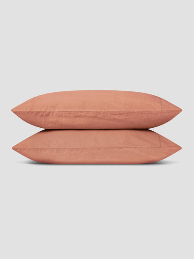 Warm Clay Linen Blend Pillowcases (Pair)