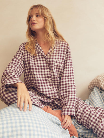 Berry Gingham Pyjama Shirt