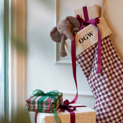 Berry Gingham Christmas Stocking