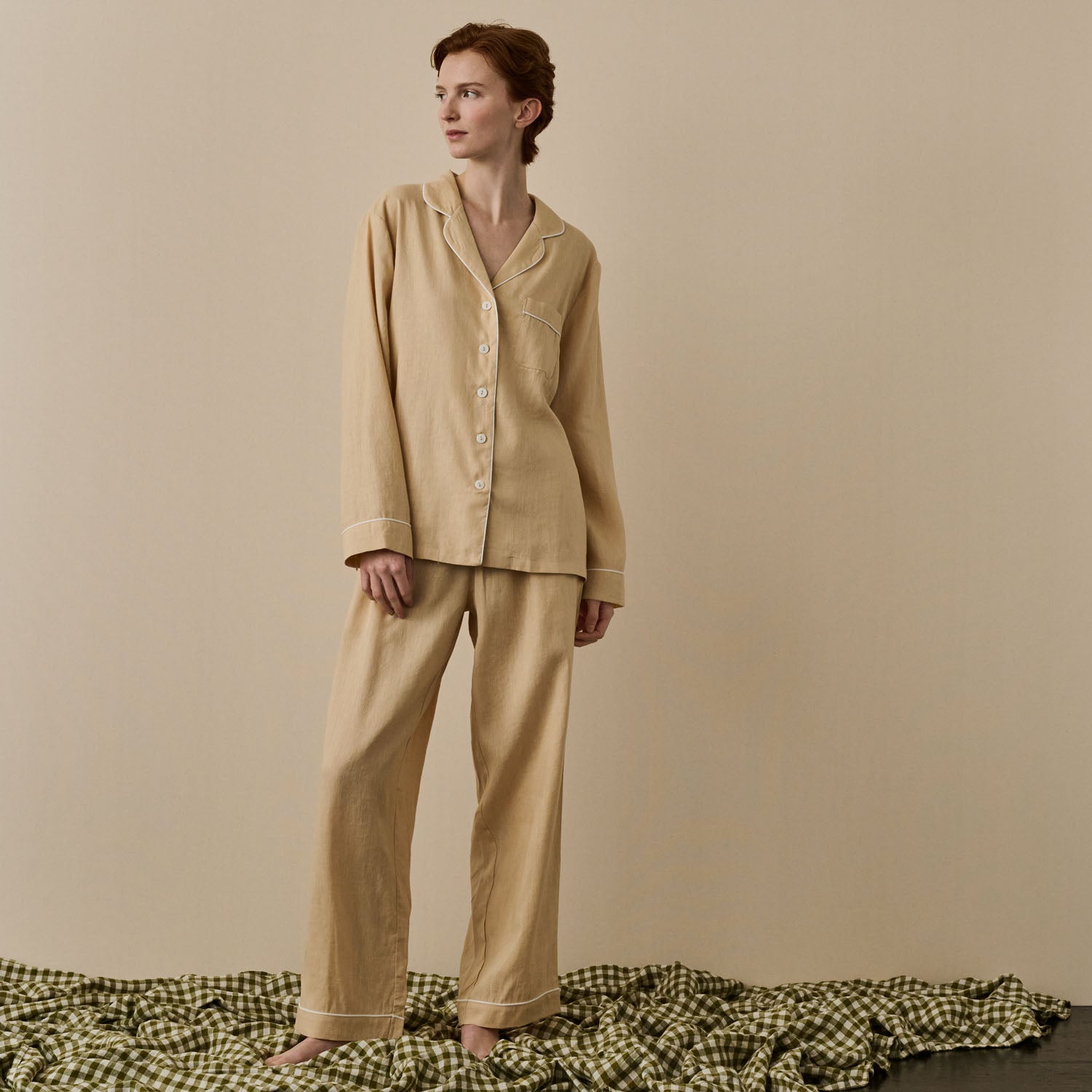 Almond Linen Women's Pyjama Trouser Set