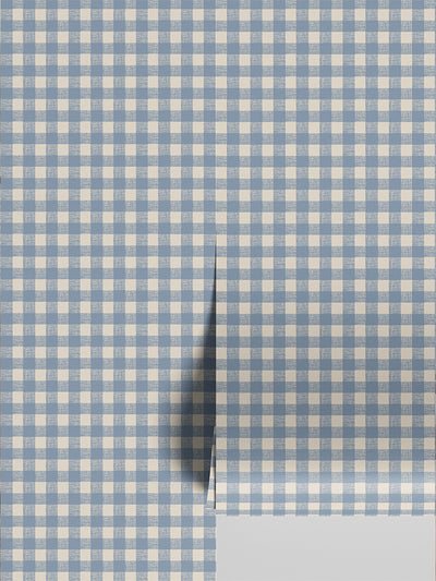 Dusty Blue Gingham Wallpaper