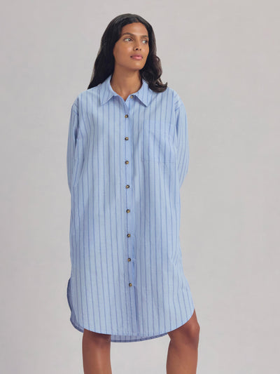 Pale Blue Favourite Shirt Stripe Cotton Nightshirt