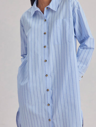 Pale Blue Favourite Shirt Stripe Cotton Nightshirt