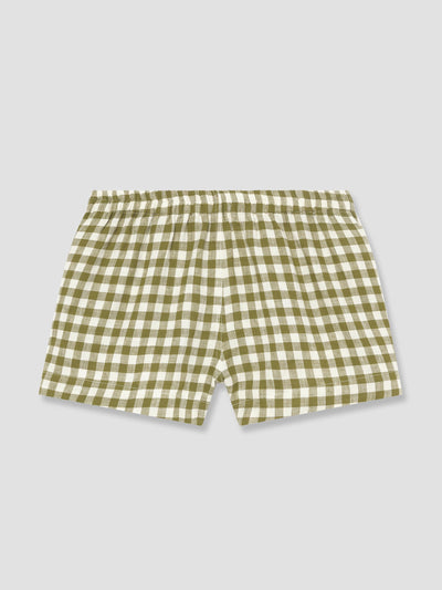 Botanical Green Gingham Linen Pyjama Shorts Set