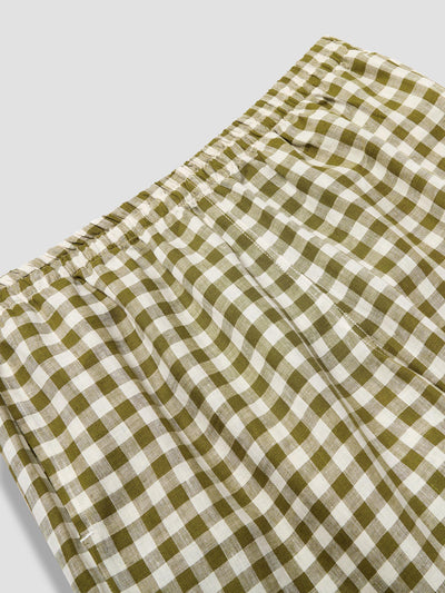 Botanical Green Gingham Linen Pyjama Trousers