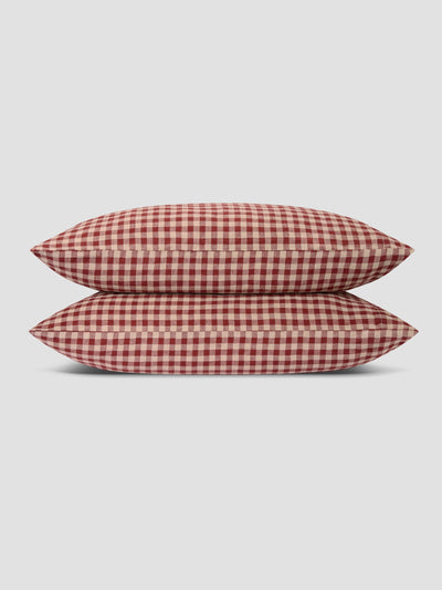 Rhubarb Gingham 100% Linen Pillowcases (Pair) - alternate image