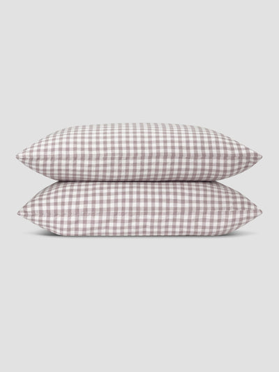 Elderberry Gingham Linen Blend Pillowcases (Pair) - alternate image