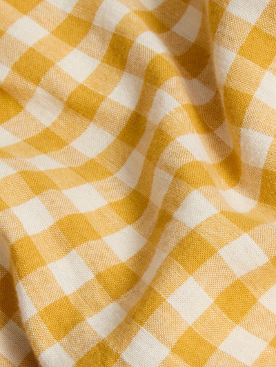 Honey Gingham 100% Linen Flat Sheet