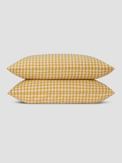 Honey Gingham Linen Blend Pillowcase (Pair) - alternate image