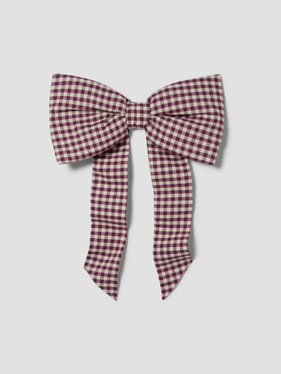 Berry Gingham Linen Bow