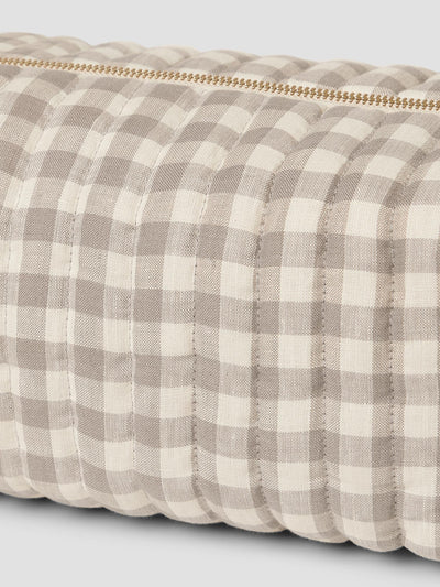 Mushroom Gingham 100% Linen Wash Bag