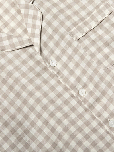 Men's Mushroom Gingham Pyjama Shirt