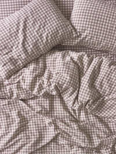 Elderberry Gingham Linen Blend Duvet Cover