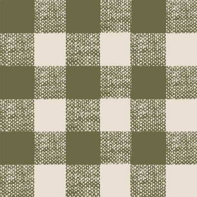 Botanical Green Gingham Wallpaper