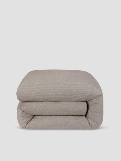 Mocha Herringbone Brushed Cotton Duvet Cover