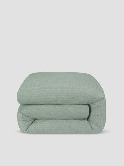 Spruce Green Herringbone Brushed Cotton Duvet Cover
