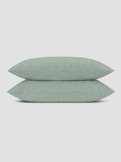 Spruce Green Herringbone Brushed Cotton Pillowcases (Pair)