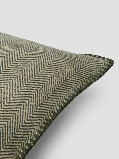 Fern Green Herringbone Wool Square Cushion Cover - alternate image