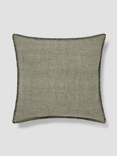 Fern Green Herringbone Wool Square Cushion Cover