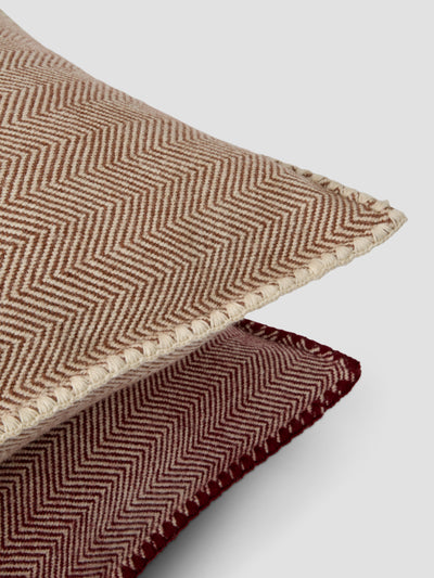 Mocha Herringbone Wool Square Cushion Cover