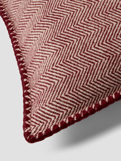 Rhubarb Herringbone Wool Square Cushion Cover