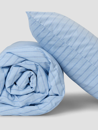 Pale Blue Favourite Shirt Stripe Kids Cotton Bedding Set