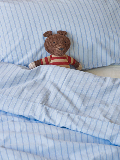 Pale Blue Favourite Shirt Stripe Kids Cotton Bedding Set - alternate image