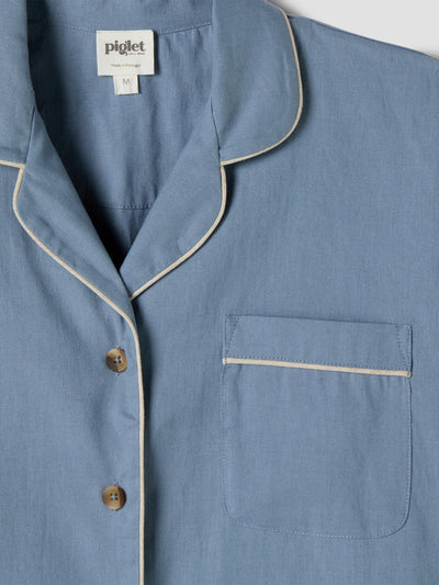 Dusk Blue Linen Blend Pyjama Short Set