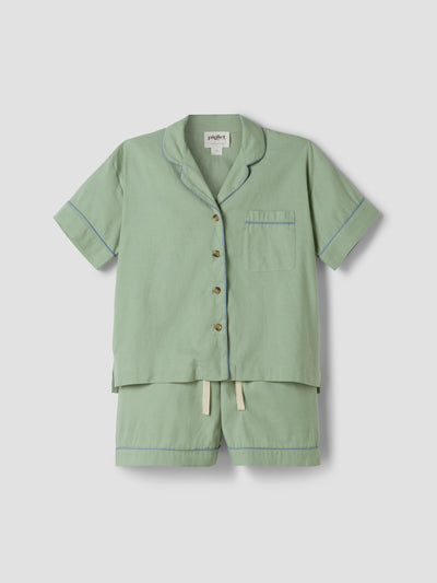 Sage Green Linen Blend Pyjama Short Set