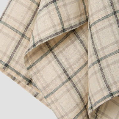 Natural Check 100% Linen Tea Towel