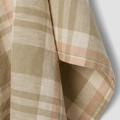 Taupe Check 100% Linen Tea Towel