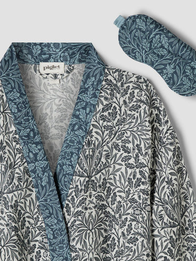 Ernest Blue Pure Acorn Linen Robe and Sleep Mask