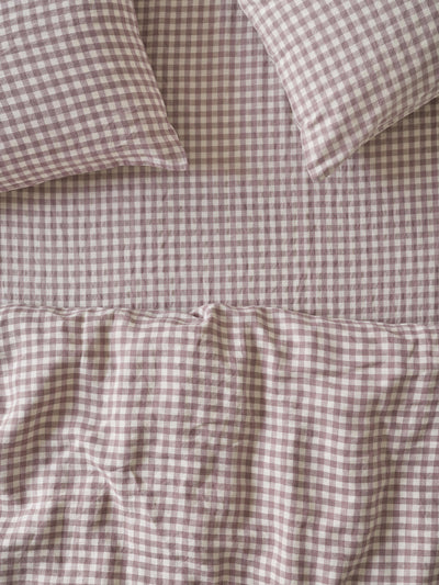 Elderberry Gingham Linen Blend Fitted Sheet