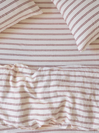 Rhubarb Kemptown Stripe Linen Blend Fitted Sheet