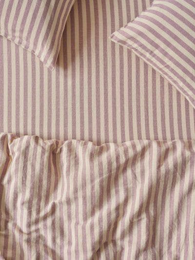 Elderberry Pembroke Stripe Linen Blend Fitted Sheet