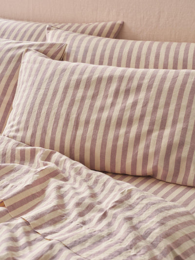 Elderberry Pembroke Stripe Linen Blend Pillowcase (Pair)