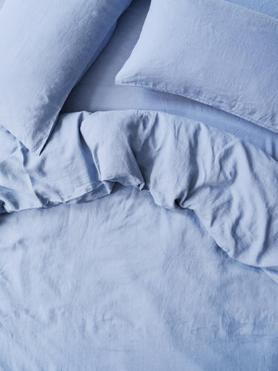 Celeste Blue Linen Blend Duvet Cover