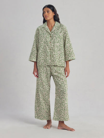 Leafy Arbour Oak Cotton Trouser Set