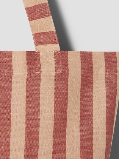 Sandstone Red Pembroke Stripe Linen Blend Tote Bag