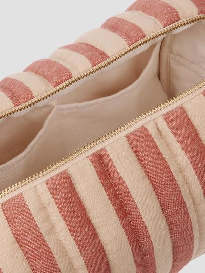 Sandstone Red Pembroke Stripe Linen Blend Wash Bag