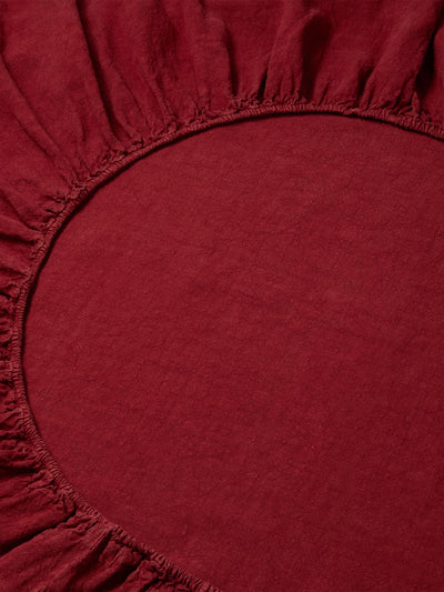 Rhubarb Linen Blend Fitted Sheet - alternate image