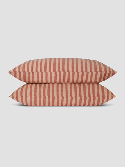 Sandstone Red Pembroke Stripe Linen Blend Pillowcases (Pair) - alternate image