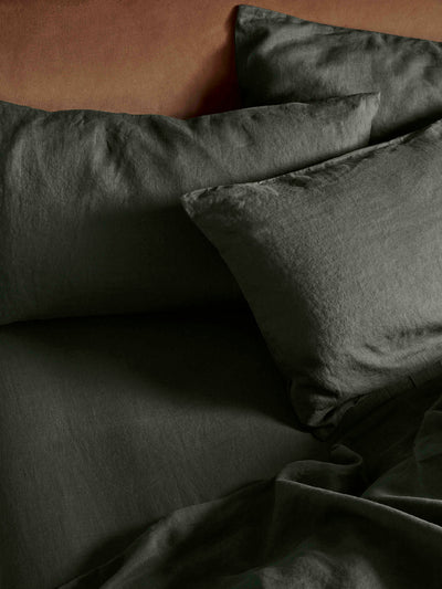 Fern Green 100% Linen Fitted Sheet