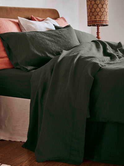 Fern Green 100% Linen Flat Sheet