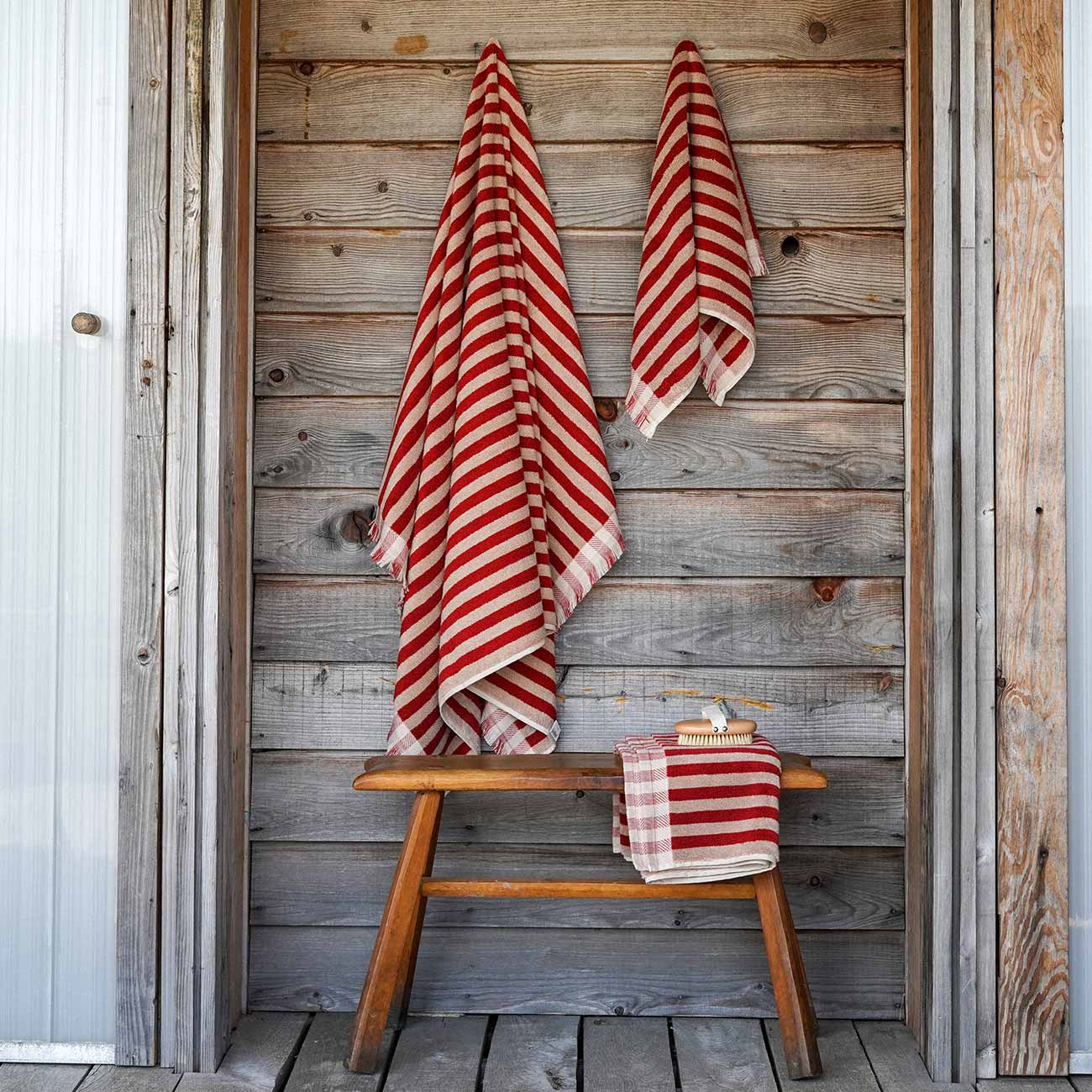 Sandstone Red Stripe Cotton Towels